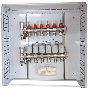 Heating Manifold 6 Loops ar Thermal Actuators NC AC230V un Flow Meters