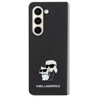 Karl Lagerfeld Saffiano Karl&Choupette Pin viedtālruņa apvalks Samsung Galaxy Z Fold 5 - melns