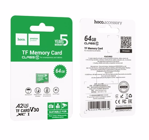 Atmiņas karte microSD 64 GB, klase 10, UH-1, U3, V30, A2, Hoco, zaļa