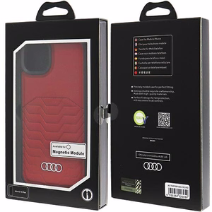 Audi Sintētiskās ādas viedtālruņa apvalks ar Magnētisko iPhone 15 Plus/14 Plus - sarkans