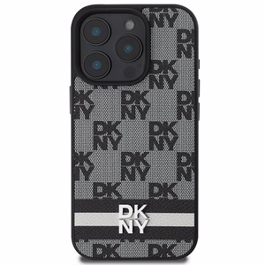 DKNY Viedtālruņa apvalks iPhone 16 Pro ar patikrētu rakstu un drukātām svītrām - melns