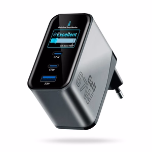 everActive GaN 67W – 67 W GaN tīkla lādētājs ar 1× USB-A un 2× USB-C, Quick Charge 4+, melns