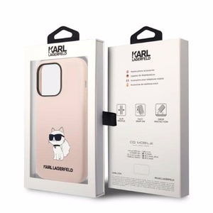 Karl Lagerfeld Silicone Choupette viedtālruņa apvalks iPhone 14 Pro Max - rozā