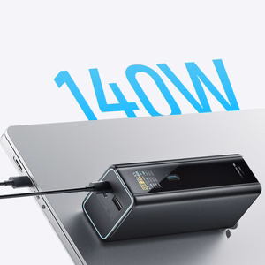 Cuktech PB200U ārējais akumulators 20 000 mAh, 210 W, ar 2 USB-C un USB-A pieslēgvietām, TFT displeju un 240 W USB-C kabeli – melns