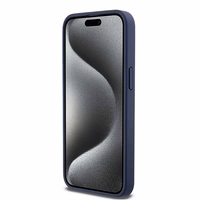 DKNY Ādas mono svītra un metāla logotips viedtālruņa apvalks iPhone 15 Pro Max - zils