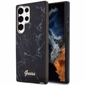 Guess GUHCS23LPCUMAK S23 Ultra S918 melns/melns cietais apvalks Marble
