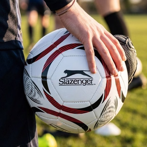 Slazenger 32-panel training football, size 5, white and red