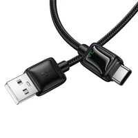 Kabelis ar LCD USB A uz USB C Hoco 3A 1,2 m U146 melns