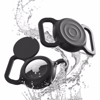 AirTag silikona ūdensizturīgs apvalks suņa vai kaķa kaklasiksnai - melns