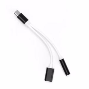 Adapteris AUX 2in1 Type C (vīriešu) uz Type C (sieviešu) / Jack 3,5 mm (sieviešu) melns