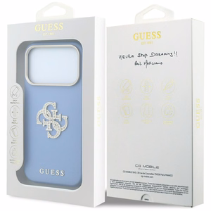 Guess Smooth & Big Strass Logo vāciņš iPhone 18 Pro Max / 17 Pro Max – zils