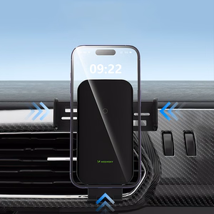 Bezvadu auto lādētājs+turētājs Wozinsky (WEDZ-3Y8S) (QI 15W) ventilācijas restei melns