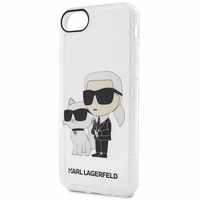 Karl Lagerfeld KLHCI8HNKCTGT iPhone 7/8/ SE 2020 / SE 2022 caurspīdīgs cietais apvalks Gliter Karl&Choupette