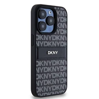 DKNY Ādas apvalks ar vienu šuvju un metāla logotipu iPhone 15 Pro Max - melns (m)