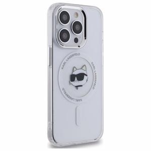 Karl Lagerfeld IML Metāla Choupette galva MagSafe apvalks iPhone 14 Pro - balts