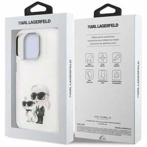 Karl Lagerfeld IML Aquarelle Karl & Choupette & Logo macins iPhone 16 Pro Max - balts