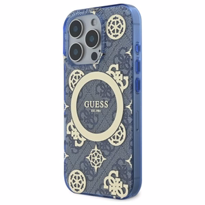 Guess GUHMP16XH4PYEEB iPhone 16 Pro Max 6.9" zils/zils cietais apvalks IML Peony On 4G Background Magnētiskais