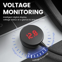 Auto cigarešu aizdedzinātāja ligzdas sadalītājs LM21 - 3 ligzdas + USB + Type C - QC 3.0 PD 3A 122W ar displeju un kabeli