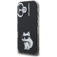 Karl Lagerfeld IML Aquarelle Choupette & Logo iPhone 16 macins - melns