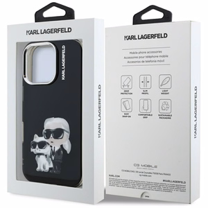 Karl Lagerfeld IML Aquarelle Karl & Choupette & Logo iPhone 16 Pro macins - melns