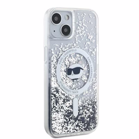 Karl Lagerfeld Šķidrais spīdums Choupette Head Magnētiskais viedtālruņa apvalks iPhone 15 / 14 / 13 – caurspīdīgs