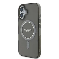 Guess IML Mirdzošs Aplis Magnētiskais viedtālruņa apvalks iPhone 16 - melns