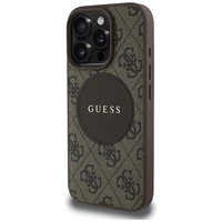 Guess 4G Circle Classic Logo Magnētiskais viedtālruņa apvalks iPhone 16 Pro - brūns