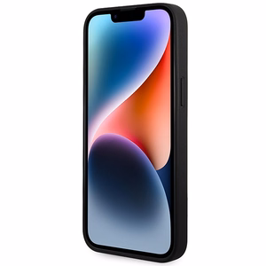 AMG AMHMP14XOSDBK iPhone 14 Pro Max 6.7" melns/melns cietais ādas apvalks ar izliekām līnijām MagSafe