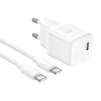 Lādētājs Hoco N66 35W GaN USB-C/USB-A + USB-C uz USB-C kabelis 1.0m, balts