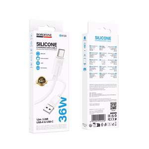 Borofone kabelis BX123 Leya - USB uz Typ C - 36W 3A 1 metrs, balts