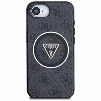 Guess IML Metal Glitter 4G Circle Triangle magnētiskais viedtālruņa apvalks iPhone 16e - melns