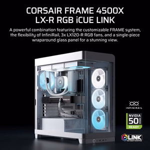 Corsair 4500X LX-R RGB rūdīts stikls vidēja torņa korpuss, balts