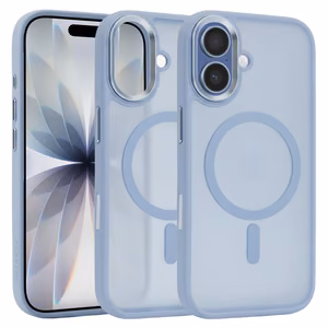 Liavec Cloudy maciņš ar metāla kameras rāmi priekš Iphone 17 zils (kameras vadības poga)