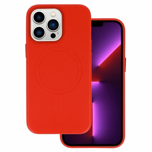 Magnētiskais ādas apvalks iPhone 14 sarkans