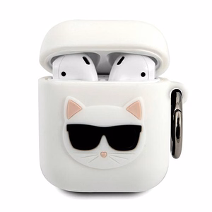 Karl Lagerfeld silikona Choupette maciņš AirPods 1/2 balts
