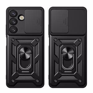 Hybrid Armor Camshield Armored Case with Stand and Camera Cover for Vivo V50 Lite 4G - Black