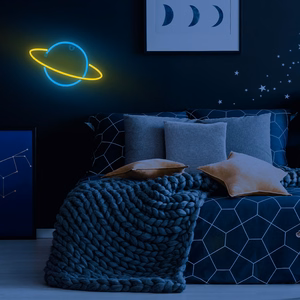 Neon LED Light SATURN dzeltens zils Bat + USB FLNE11 Forever Light