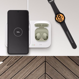 Samsung Wireless Charger Duo EP-P5400TWEGEU 15W indukcijas lādētājs - balts + tīkla lādētājs + kabelis