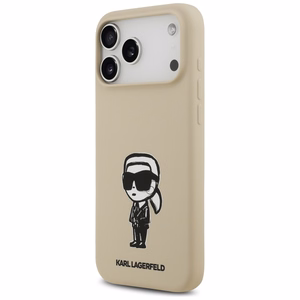 KARL LAGERFELD viedtālruņa apvalks IPHONE 17 Pro Max ar MagSafe saderīgs (silikona ar KL zīmējumu un logotipu) - brūns