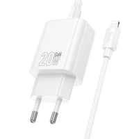 Lādētājs Hoco USB-A + USB-C QC3.0 PD 3A 20W + kabelis USB-C uz Lightning N61 balts