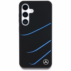 Mercedes Silikona Kontrasts izliekumi Magnētiskais apvalks Samsung Galaxy S25 - melns