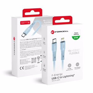 FORCELL F-ENERGY C346 kabelis Type C uz Lightning PD 3A 27W Silicone 1 m zils