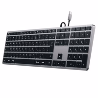 Wire keyboard USB C QWERTY Satechi Slim W3 Wisarkans ST-UCSW3M space pelēks
