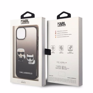Karl Lagerfeld KLHCP14STGKCK iPhone 14 6,1 "cietais apvalks melns / melns Gradients Ikonik Karls & Choupette