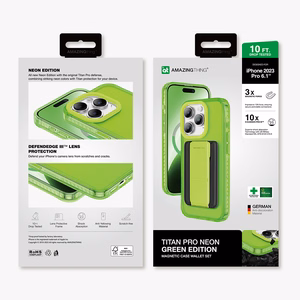 Amazing Thing Titan Pro Neon Mag maciņa apvalks 10FT IP156.1PTWGN Iphone 15 Pro zaļa ar statīvu