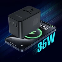 Ceļojumu adapteris Choetech PD5020 35W EU/US/AUS/UK ar iebūvētu USB-C kabeli (melns)