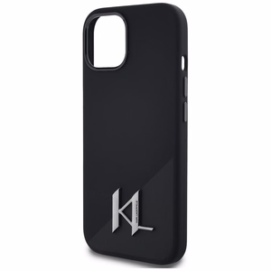 Karl Lagerfeld Silikona Shadow Metal Initial Magnētiskais viedtālruņa apvalks iPhone 15 melns