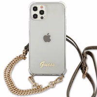 Guess GUHCP12MKC4GSGO iPhone 12/12 Pro 6.1" Caurspīdīgs cietais apvalks 4G Zelta ķēde