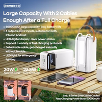 Ārējā baterija Power Bank Remax RPP-565 22.5W 60000mAh pelēka