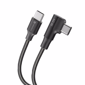 Kabelis USB C uz USB C Forcell F-Energy QC4.0 PD 3A 60W Cafule 90° 1,2 m CC-1Deg melns